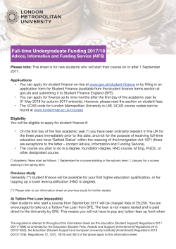 Full-time Undergraduate Funding 2017/18