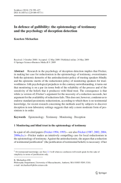 In defence of gullibility: the epistemology of testimony and the
