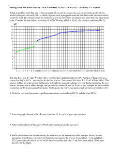 POLY-PROTIC ACID TITRATION &ndash; Chemistry 121