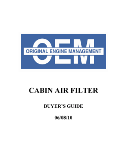Cabin Air Filter OEM Buyer`s Guide 060910