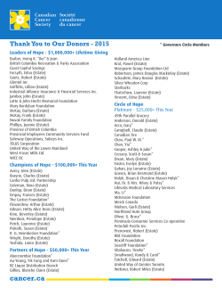 Thank You to Our Donors - Canadian Cancer Society