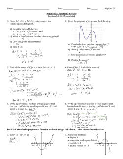 Polynomial Functions Quest Review