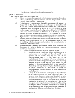 Article 1F - Psychotherapy Patient/Client Sexual Exploitation Act.