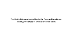 The Limited Companies Archive in the Cape Archives Depot: The