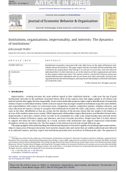 Institutions, organizations, impersonality, and interests