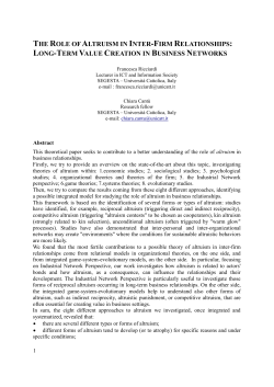 THE ROLE OF ALTRUISM IN INTER-FIRM RELATIONSHIPS: LONG