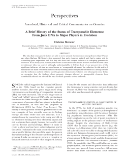 A Brief History of the Status of Transposable Elements: From Junk