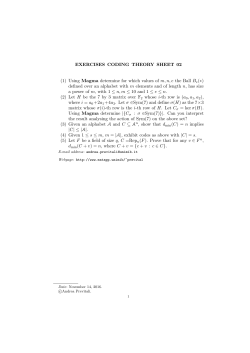 EXERCISES CODING THEORY SHEET 02