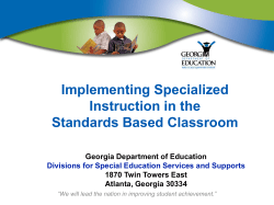 Implementing Specialized Instruction in the Standards Based