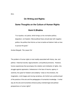 On Writing and Rights: Some Thoughts on the Culture of Human