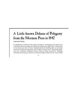 A Little-Known Defense of Polygamy from the Mormon Press in 1842