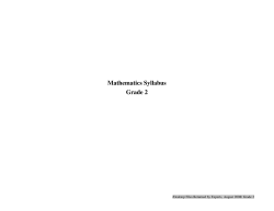 Mathematics Syllabus Grade 2