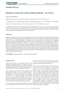 Hemolytic venoms from marine cnidarian jellyfish – an overview