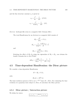 4.5 Time-dependent Hamiltonian: the Dirac picture