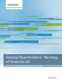 Annual Shareholders` Meeting 2014: Speech Joe Kaeser