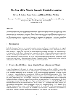 The Role of the Atlantic Ocean in Climate Forecasting