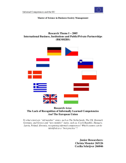 Monster, C., Schrijver, C., (2005) "Informal competences and the EU"