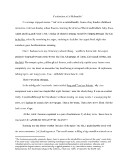 "Confessions of a Bibliophile"