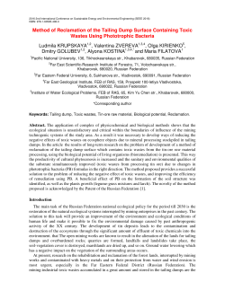 Method of Reclamation of the Tailing Dump