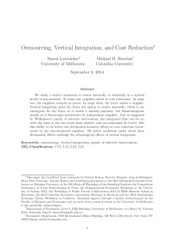 Outsourcing, Vertical Integration, and Cost