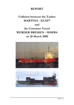 Collision between the Tanker Martina and the Container Vessel