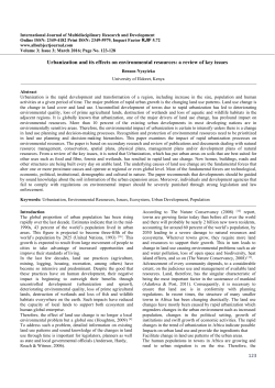 123 Urbanization and its effects on environmental resources: a