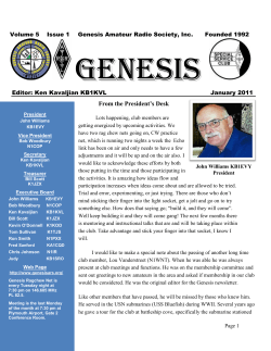 From the President`s Desk - Genesis Amateur Radio Society`s