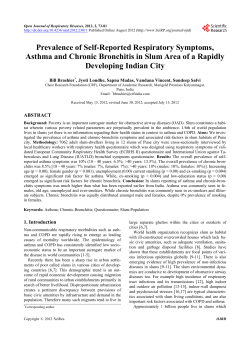 Prevalence of Self-Reported Respiratory Symptoms, Asthma and