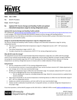 Updated CDC Vaccine Storage and Handling Toolkit and updated