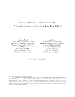 Monopoly Power and the Firm`s Valuation