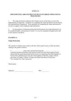 KNZFTA Annex 3-C Implementing Arrangement