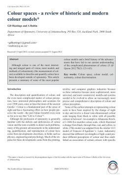Colour spaces - a review of historic and modern colour models*