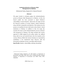 Institutionalization of Disaster Risk Management in Pakistan