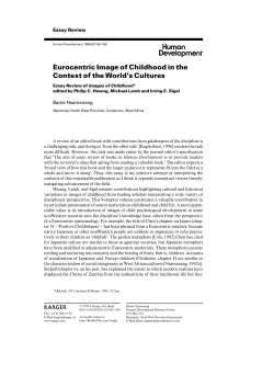Eurocentric Image of Childhood in the Context of the World`s Cultures