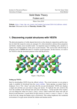 Solid State Theory 1. Discovering crystal structures with VESTA
