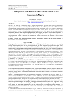 The Impact of Staff Rationalization on the Morale of the