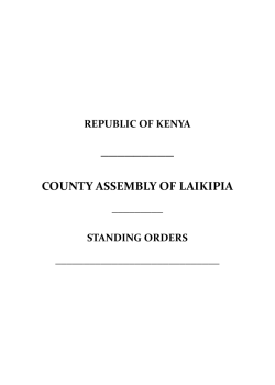 County Assembly Of Laikipia Standing Orders