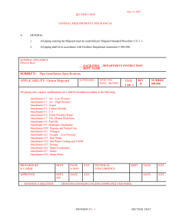 Pipe Installation Specifications APPLICABILITY