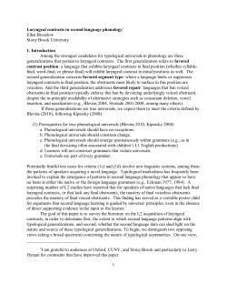 Laryngeal contrasts in second language phonology