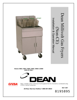 Dean Millivolt Gas Fryers (Non-CE)