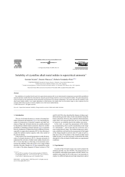 Solubility of crystalline alkali metal iodides in supercritical ammonia