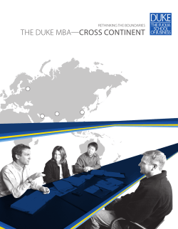 Cross Continent MBA Brochure - Duke University`s Fuqua School of