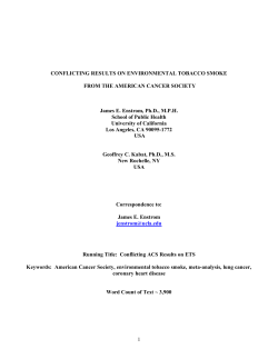 1 CONFLICTING RESULTS ON ENVIRONMENTAL TOBACCO