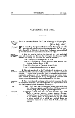COPYKIGrHT ACT 1890. An Act to consolidate the Law