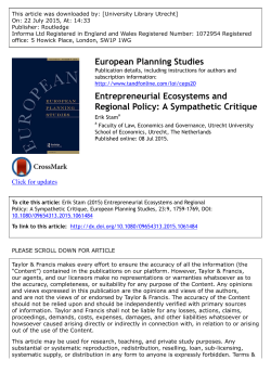 Entrepreneurial Ecosystems and Regional Policy: A Sympathetic