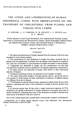 The Lipids and Lipoproteins of Human Peripheral Lymph, with