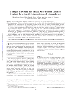 Changes in Dietary Fat Intake Alter Plasma Levels of Oxidized Low