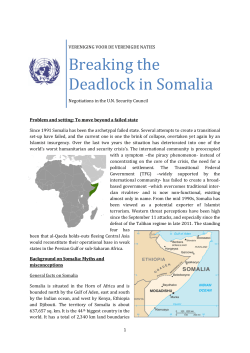 Breaking the Deadlock in Somalia - Vereniging voor de Verenigde