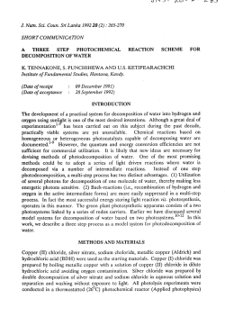 K. TENNAKONE, S. PUNCHIHEWA AND U.S. KETIPEARACHCHI