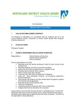 Run Description Medicine Senior House Officer 1